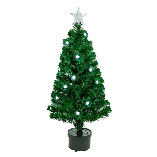 3Ft Pre-Lit Color Changing Fiber Optic Artificial Christmas Tree with Balls By Northlight in Green | 3 ft | Michaels®